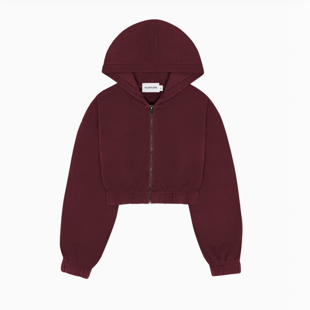 Women’s Zip Cropped Zip-Up Hoodie Jacket in Cabernet